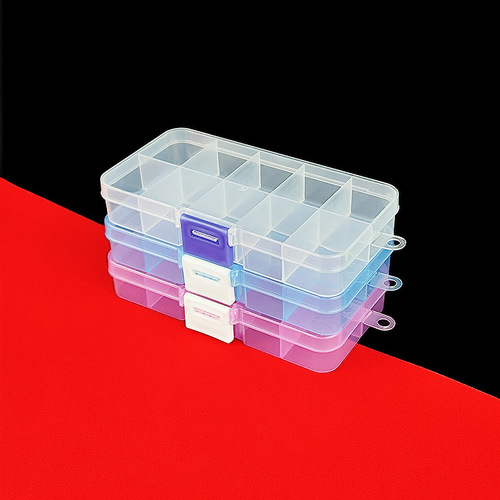 Fixed 10-grid dustproof storage box with nail wearing storage classification plastic box, hook screw parts separation storage box