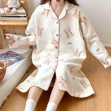 【宽松袖口】秋冬新款宽松空气棉哺乳喂奶衣孕妇裙专用睡衣长袖睡