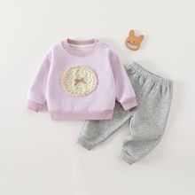 儿童套装秋装2025新款男女宝宝卡通加厚卫衣卫衣裤分体两件套童装