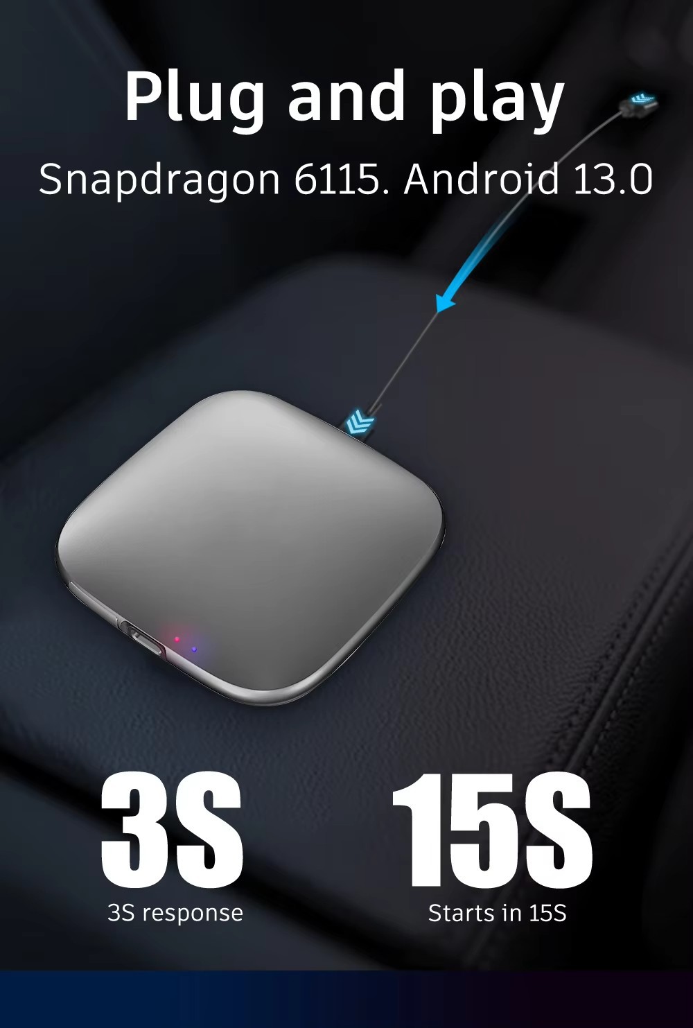 128g Wired to Wireless Carplay Android Box Smart Android Car Box