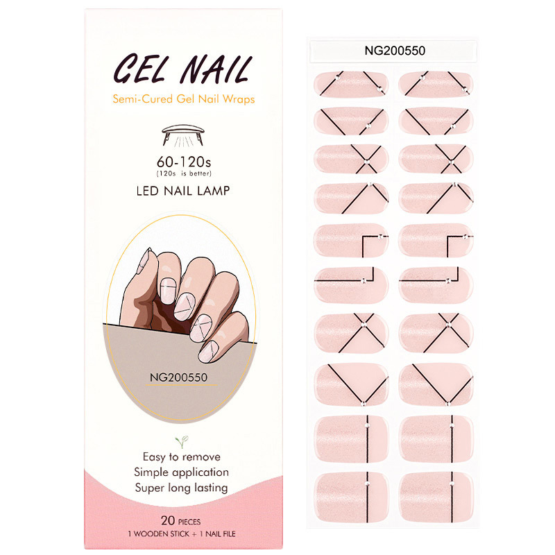 Gel Manicure Stickers Stereo Hot Stamping Line Sense 3D Nail Stickers Lighting Semi-Baked Wholesale Cat Eye Uv Manicure Stickers