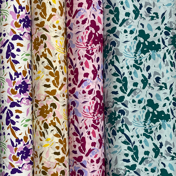 Impresión abstracta de alta calidad de tela de viscose de rayon poplin charlis para ropa