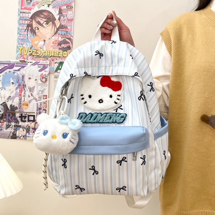 High-Appearance School Bag 2025 Campus Cute Casual Floral New Style Double Backpack Student Bag Kt Cat Backpack High-Appearance School Bag 2025 Campus Cute Casual Floral New Style Double Backpack Student Bag Kt Cat Backpack