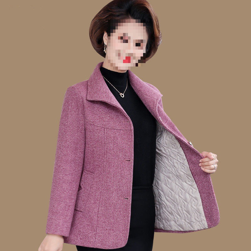 妈妈外套女春秋冬中老年人女装新款中年春装毛呢上衣服奶奶装