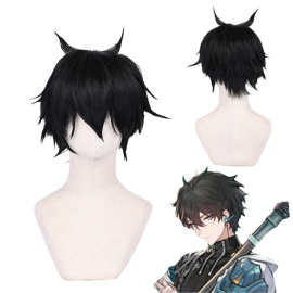 动漫 崩坏 星穹铁道 丹恒cos男假发黑色反翘短发呆毛cosplay 游戏