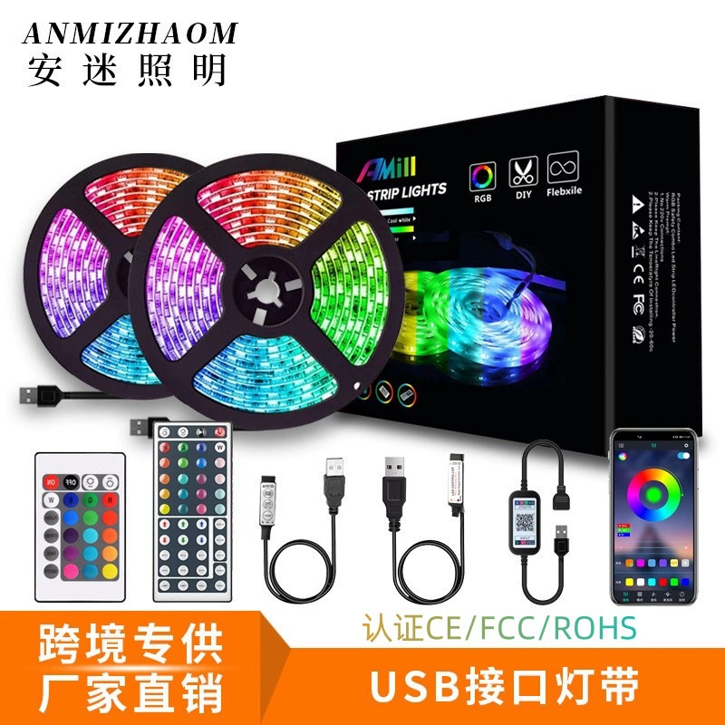 Светодиодная лента 5050 и 2835, питание USB, Bluetooth и пульт, 0,5–5 м