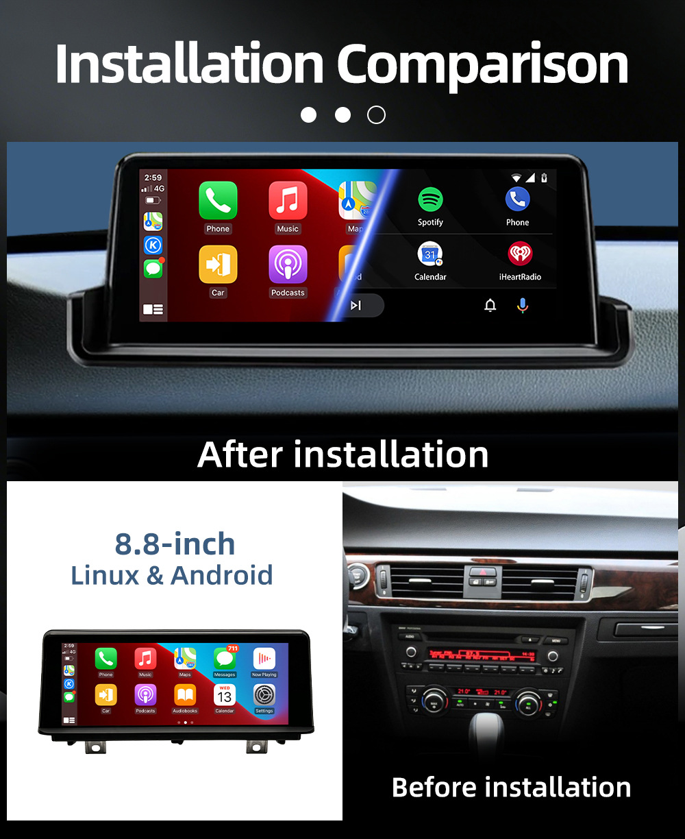 Car-Mounted Large-Screen Navigation System Suitable for Bmw 3 Series E90 E91 E92 E93 2005-2012 Bluetooth Carplay