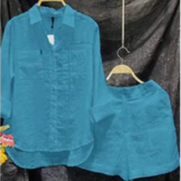 Amazon трансграничный весенне-летний свободный темпераментный повседневный возрастной модный однотонный спортивный костюм с длинными рукавами, легкий роскошный