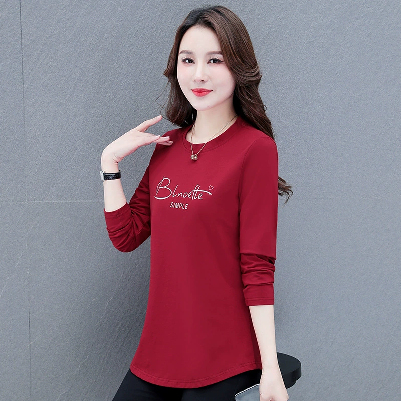 2022 осенне-зимняя модная повседневная футболка с круглым вырезом, свободная Корейская Базовая рубашка, счастливая мама, женская одежда больших размеров