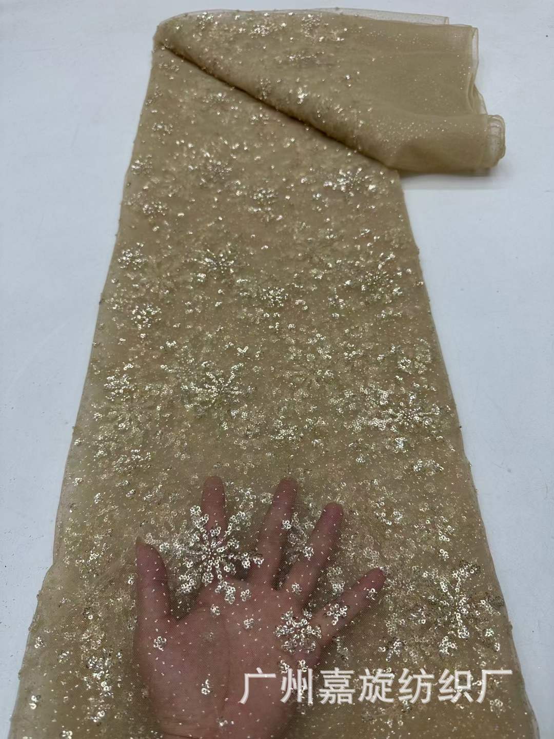 Navidad copo de nieve lentejuelas tul tela de encaje vestido de fiesta Africano ropa de los niños de la boda tela de encaje JX3907