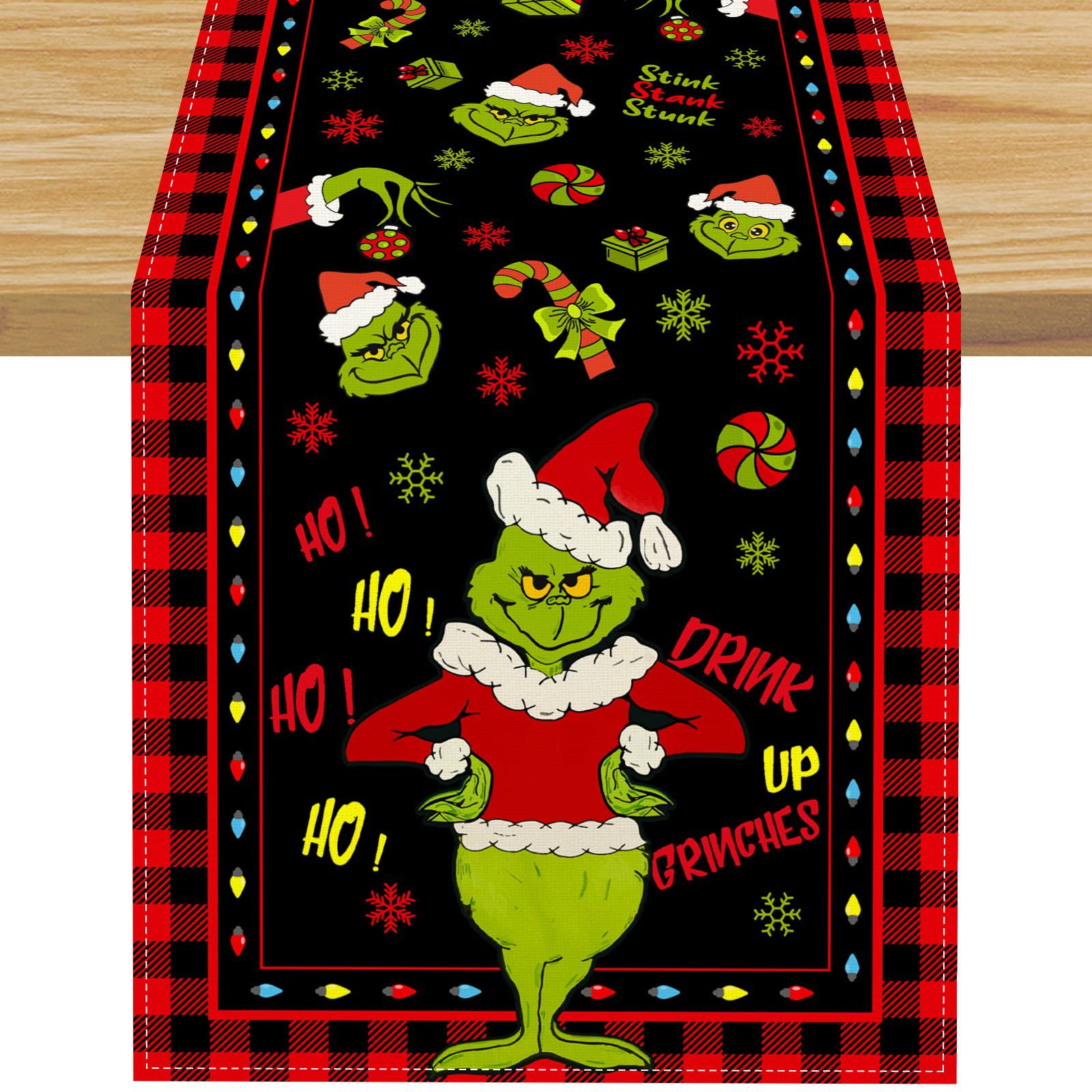 Navidad friki mantel Mesa bandera Grinch Festival de lino mantel montaña restaurante Nochebuena decoración lavable