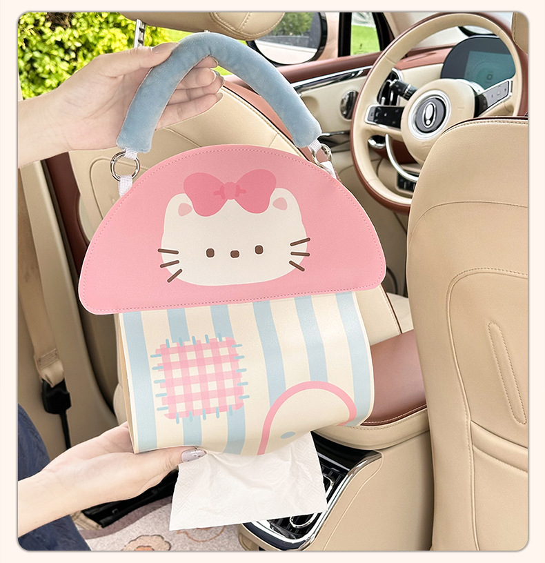 New Car Hanging Tissue Box, Suitable for Electric Vehicles and Tricycles, Cute Girly Tissue Box