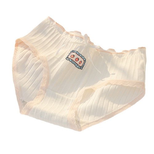 Sweet bow underwear for women, lace edge threaded pure cotton crotch shorts, middle waist, hips, girls' briefs wholesale