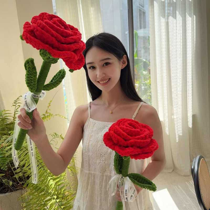 源头厂家教师节手工钩织毛线大号向日葵玫瑰送老师伴手礼跨境热卖|undefined
