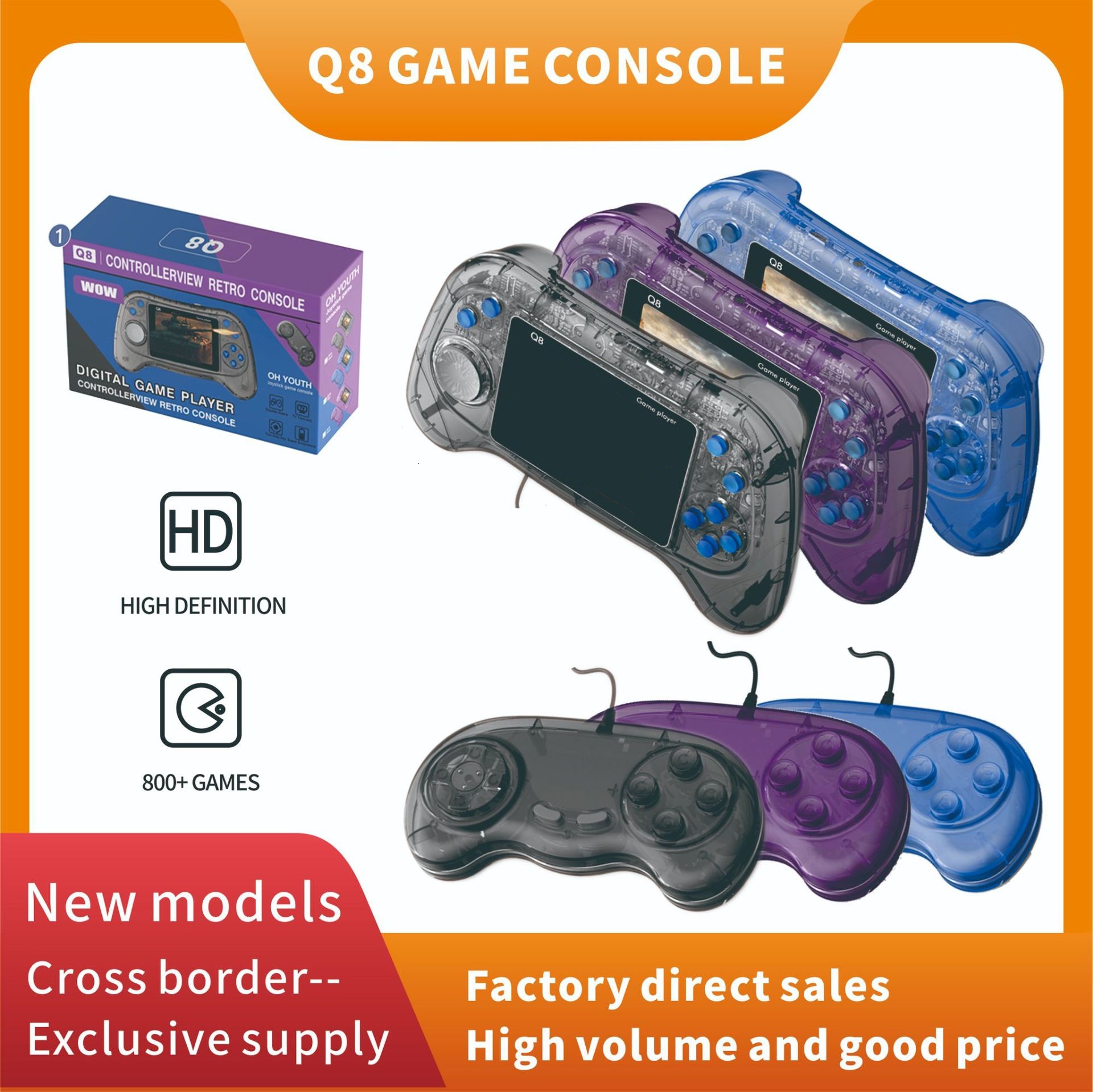 New Q8 handheld game machine retro nostalgic large screen handheld machine can be connected to the TV 200 in one classic game handheld