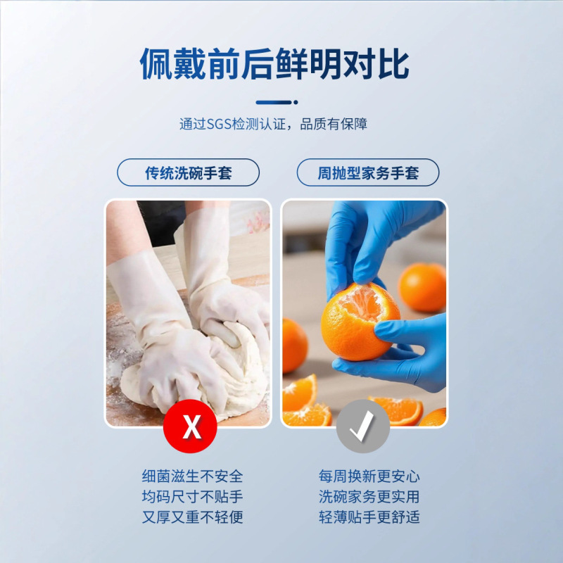 一次性丁腈手套食品级耐用家务橡胶乳胶厨房清洁洗碗防水丁晴手套|undefined