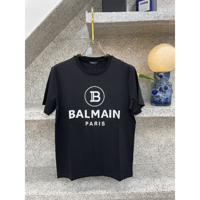Balmain Balmain Spring and Summer New Letter Logo Short-Sleeved T-Shirt Men's Casual Simple Style Bottoming Shirt