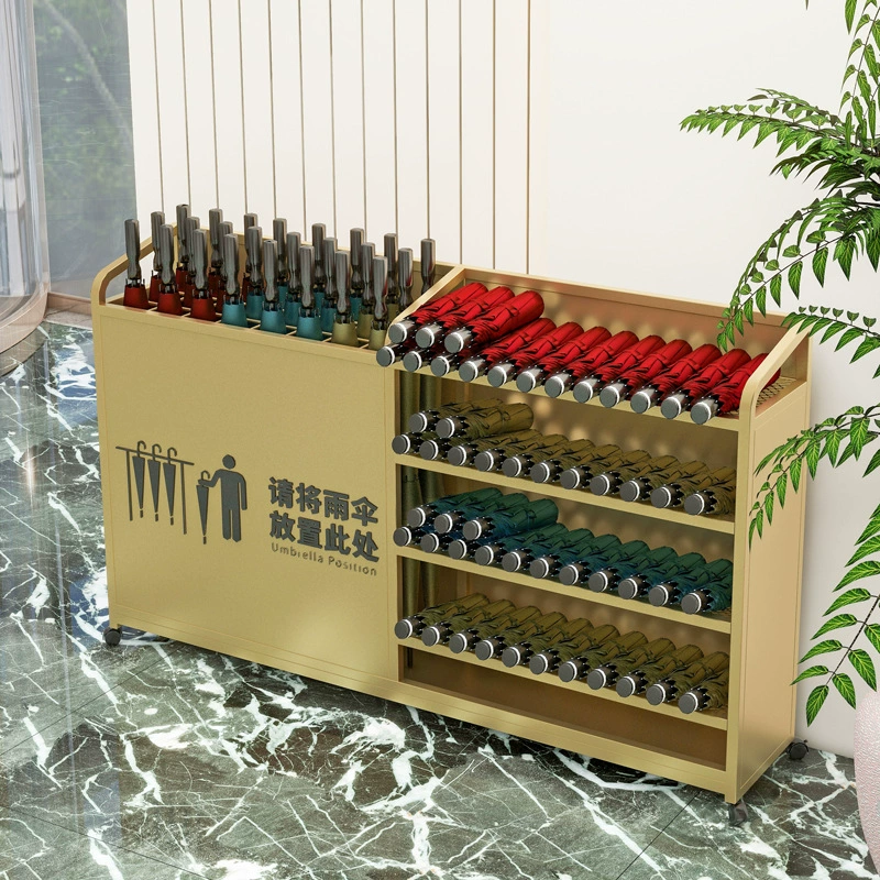 Umbrella with umbrella holder, capacious storage system for commercial use