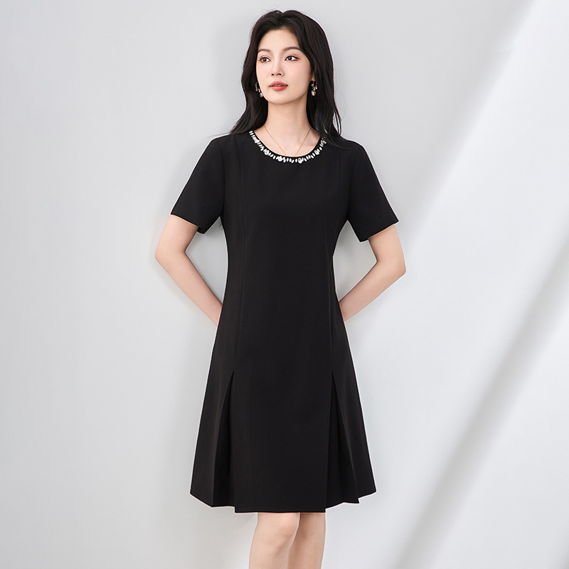 Đầm suông nữ midi tay ngắn mùa hè — 2507404 - Cam chi tiết 7