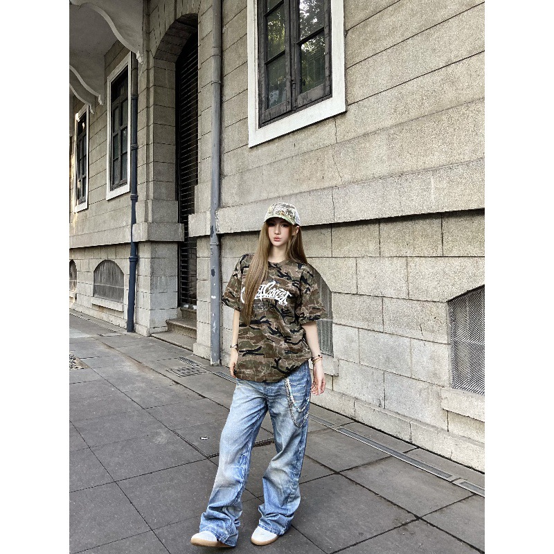 Vintage American Style 3D Printed Striped Cat Whisker Loose Straight Leg Jeans For Men And Women_mkmklike.com