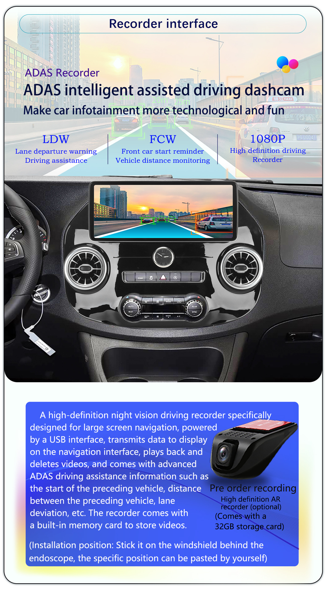 Suitable for 16-23 Mercedes-Benz Vito Vito 12.3inch Android Large-Screen Wireless Carplay Car Navigator