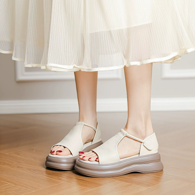 В наличии универсальные женские босоножки с открытым носком, летние новые мягкие тапочки на толстой подошве, увеличивающие рост, уличные тапочки