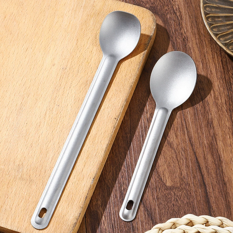 Metal travel spoon, fork for camping, handheld mixing stick, set for traveling, Amazon