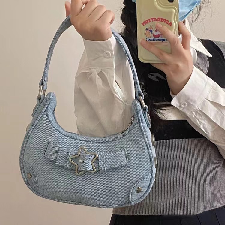 Borsa in denim Borse a tracolla alla moda per ragazze Borse da ascella firmate Borse con manico da donna Borse casual_voghion.com