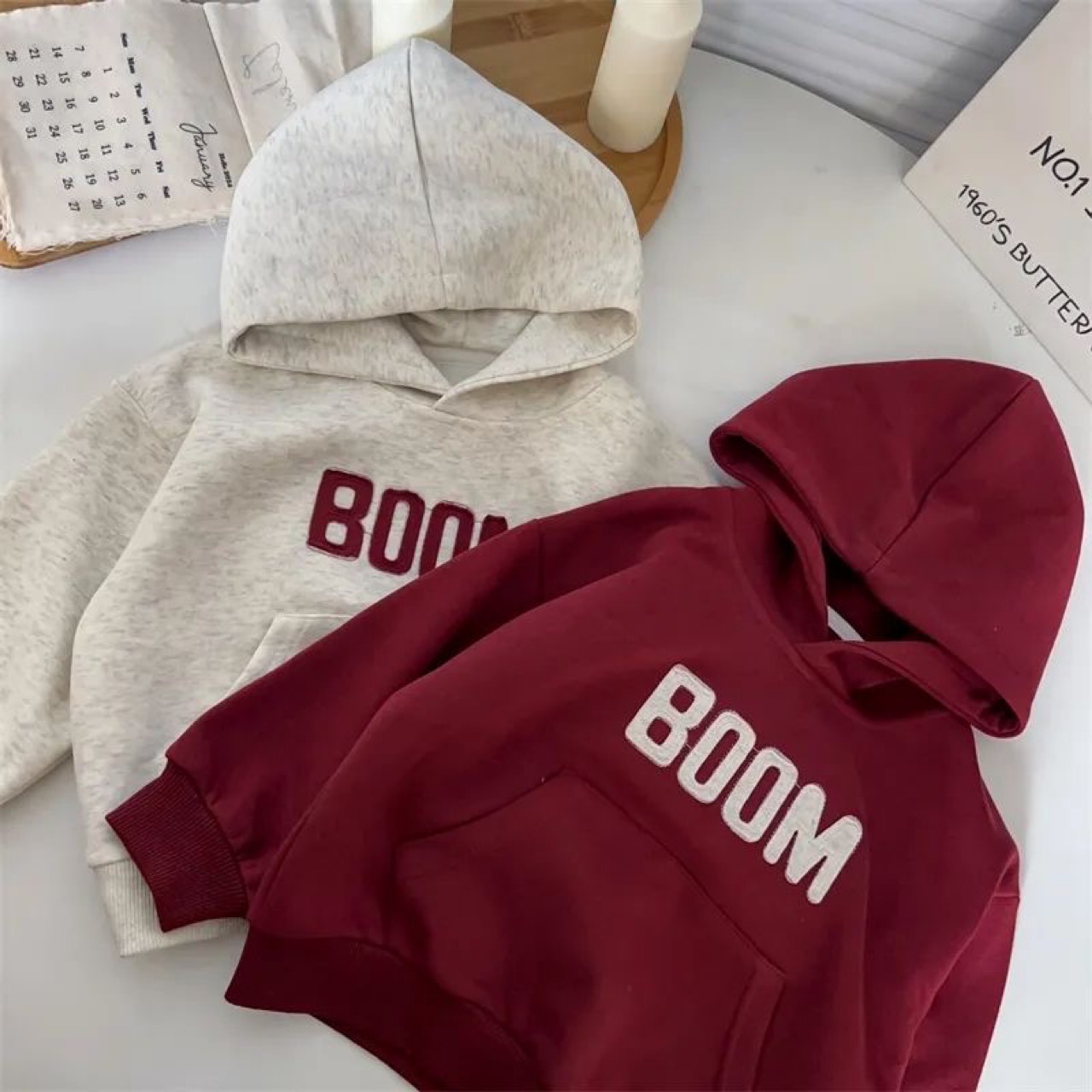 Kid's Clothing Wine Red Boys And Girls Spring Autumn Winter Sweatshirt New Letter Top Hooded Sweatshirt Trendy Long Sleeve_voghion.com