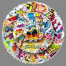 50张爆炸惊喜贴纸英文创意防水装饰笔记本手机壳手帐本贴纸批发