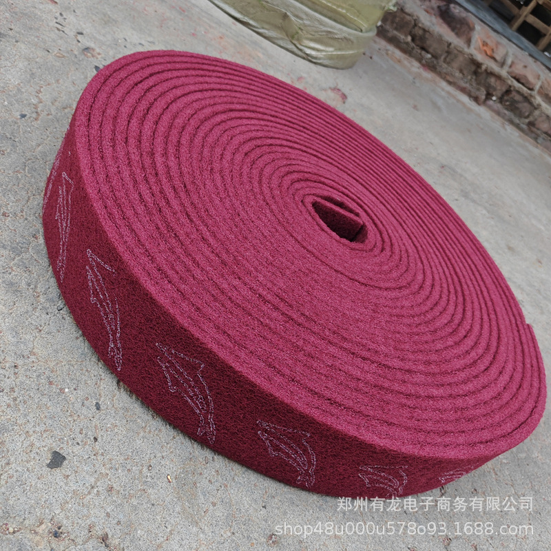 Industrial-Grade Diamond Abrasive Scouring Pad, Red Stainless Steel Wire Cloth, Kitchen Cleaning and Polishing Nylon Roll for Wiping Black Pot Bottoms Industrial-Grade Diamond Abrasive Scouring Pad, Red Stainless Steel Wire Cloth, Kitchen Cleaning and Polishing Nylon Roll for Wiping Black Pot Bottoms