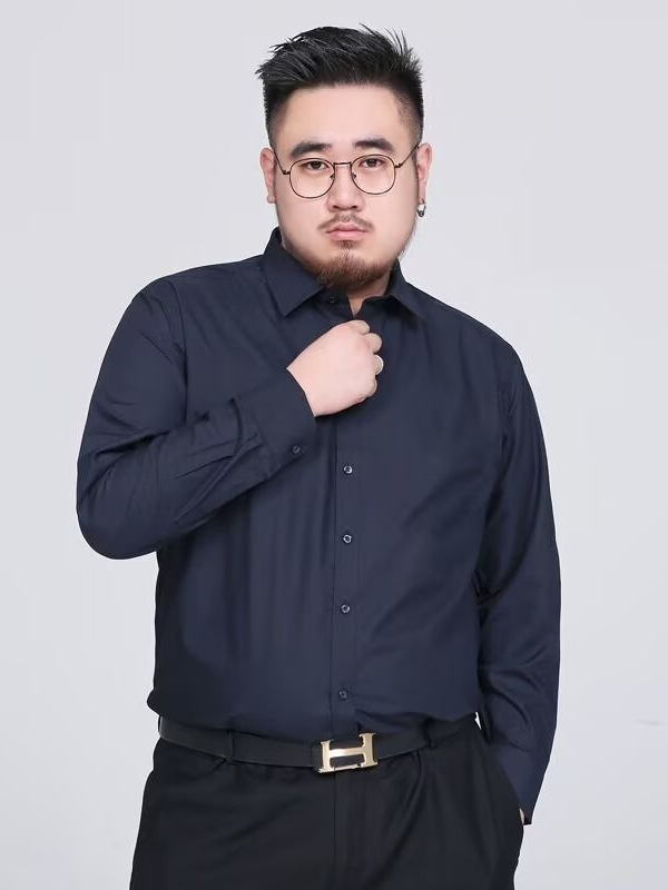 뚱뚱한 남자의 대형 긴팔 흰색 셔츠 남자 비즈니스 정장 플러스 지방 확대 셔츠 느슨한 철제 뚱뚱한 남자 작업 셔츠