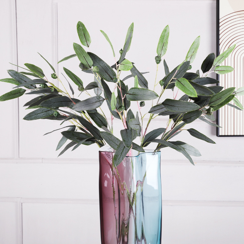 新款软胶手感叶 高档尤加利叶 仿真绿植场景布置插花装饰摆件配叶