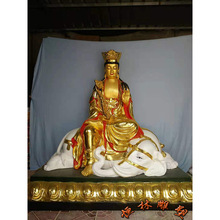 纯铜铸造彩绘文殊普贤菩萨佛像坐骑青狮白象华严三圣铜像厂家直销