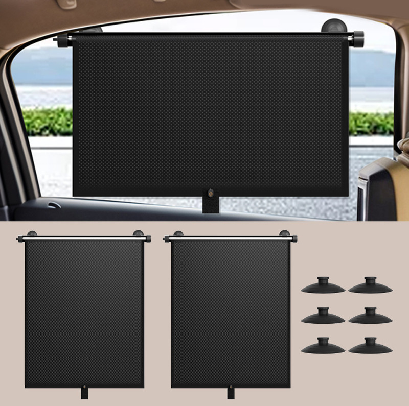 Auto-retractable sunshade curtain for car summer sun protection and heat insulation side window sunshade curtain for car curtain pair