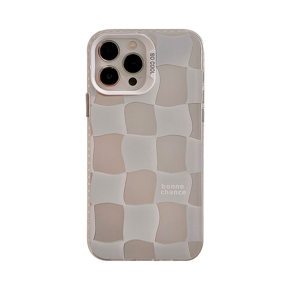 Funda para iPhone 15 estilo Instagram, color azul lechoso a cuadros, adecuada para 16 Pro Max, funda rígida simple para Apple 12, 13, 14, 17.