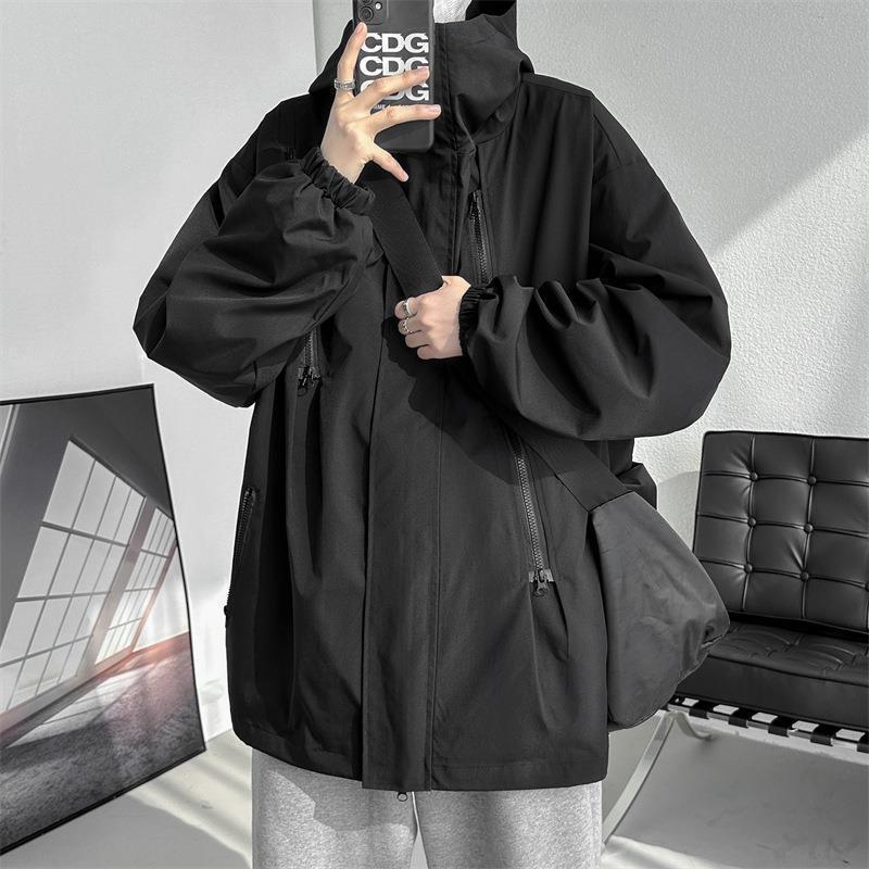 Guerrero negro marca de moda americana sangyan chaqueta de los hombres de primavera y otoño suelta al aire libre montañismo funcional chaqueta de trabajo