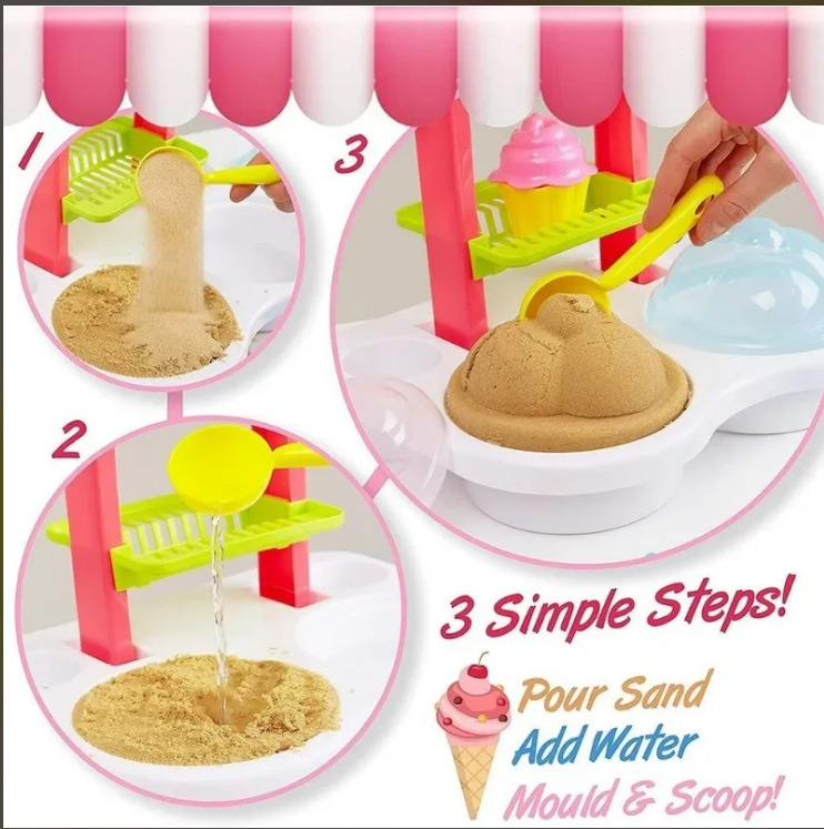 Helado, energía espacial, juego transfronterizo, arena, nieve, cono de barro de colores, molde de cuchara de helado, juguete de agua en la playa