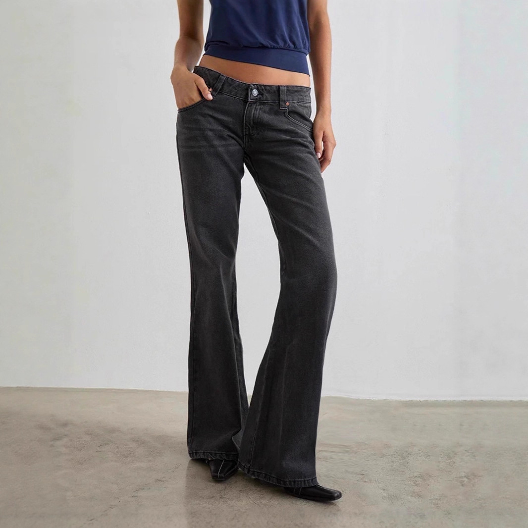 Europese en Amerikaanse modepersoonlijkheid voor vrouwen: lage taille, hoge elasticiteit, trend, slanke pasvorm, afslankende denimbroeken_voghion.com