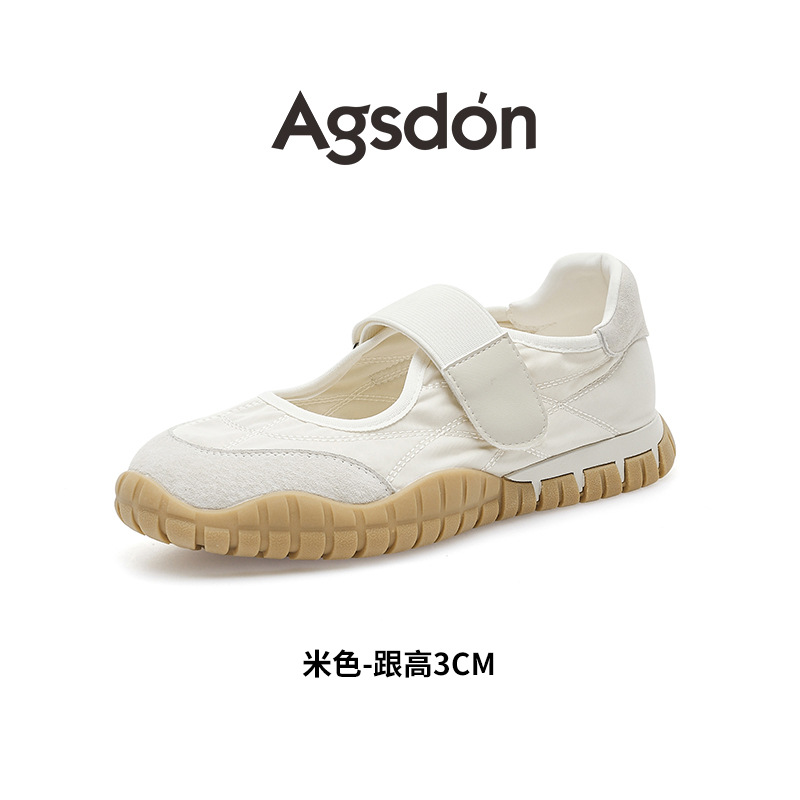 Zapatos Mary Jane Deportivos Augu Shiden para Mujer, Primavera 2026, Sandalias Planas con Suela Gruesa y Velcro, Casuales y con Diseño Calado