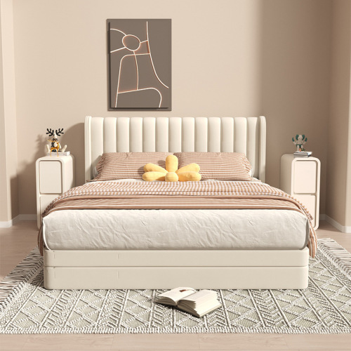 Narrow Bedside Cabinet in Cream Style, Ultra-Slim Bedside Storage Unit, Narrow Bedroom Shelf, Tight-Fit Small Mini Storage Cabinet