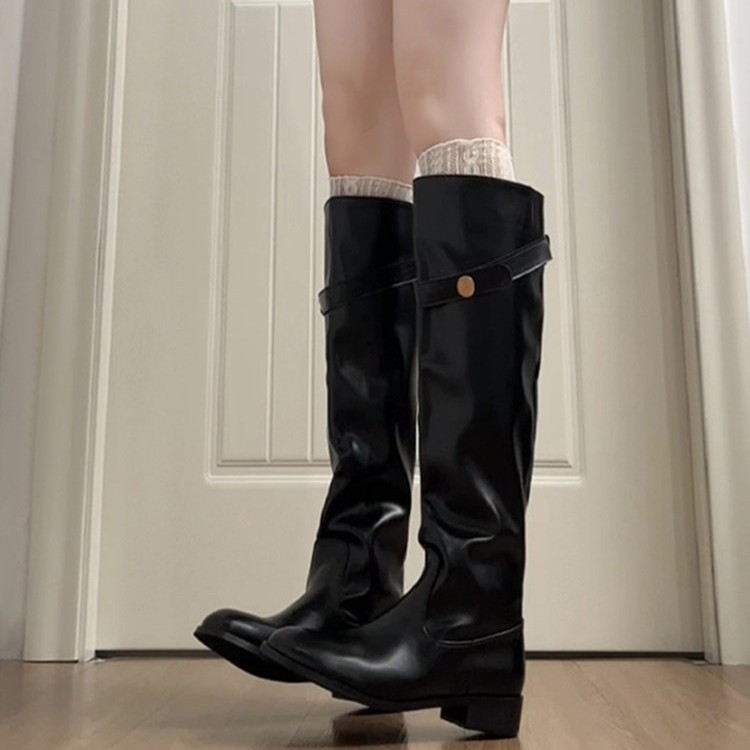 Soft Leather Version~Retro Small Gold Coin Long Boots for Women 2026 Autumn and Winter New Korean Style Slimming Over-The-Knee High Knight Boots