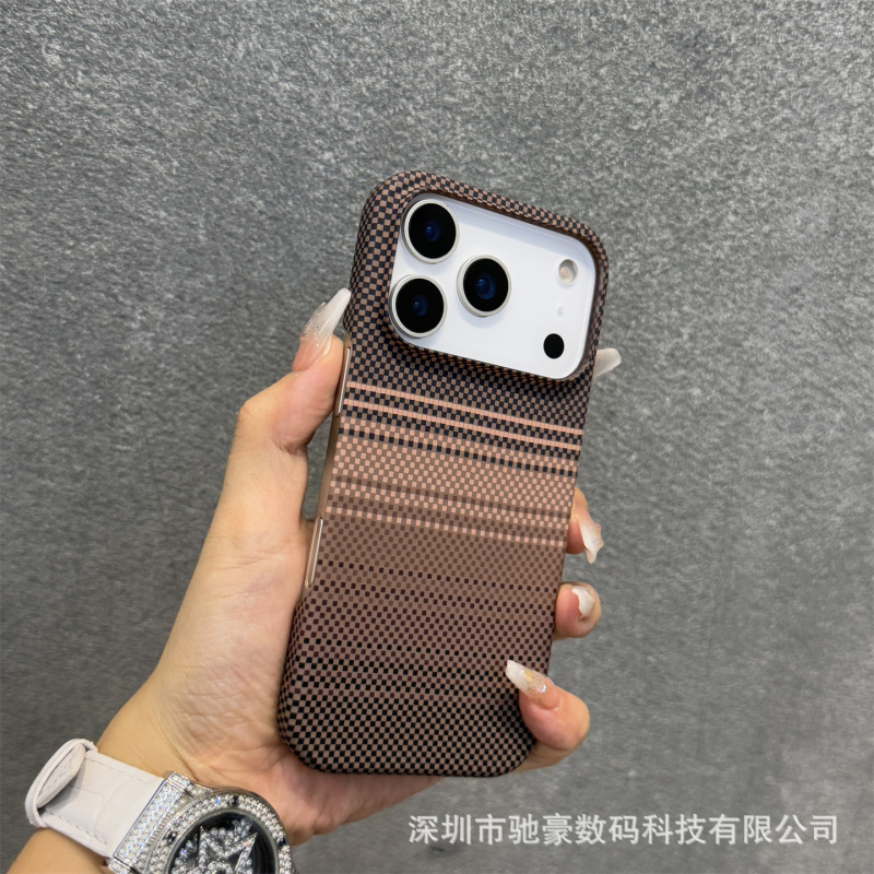 适用iPhone17promax凯夫拉纹磁吸手机壳苹果16磨砂超薄PC防摔套15|undefined