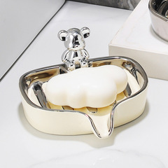 Wholesale Bear Scented Soap Dispenser Double Layer Household Creative Drain Soap Dispenser Bathroom Luxurious Style Personal Creative Ceramic