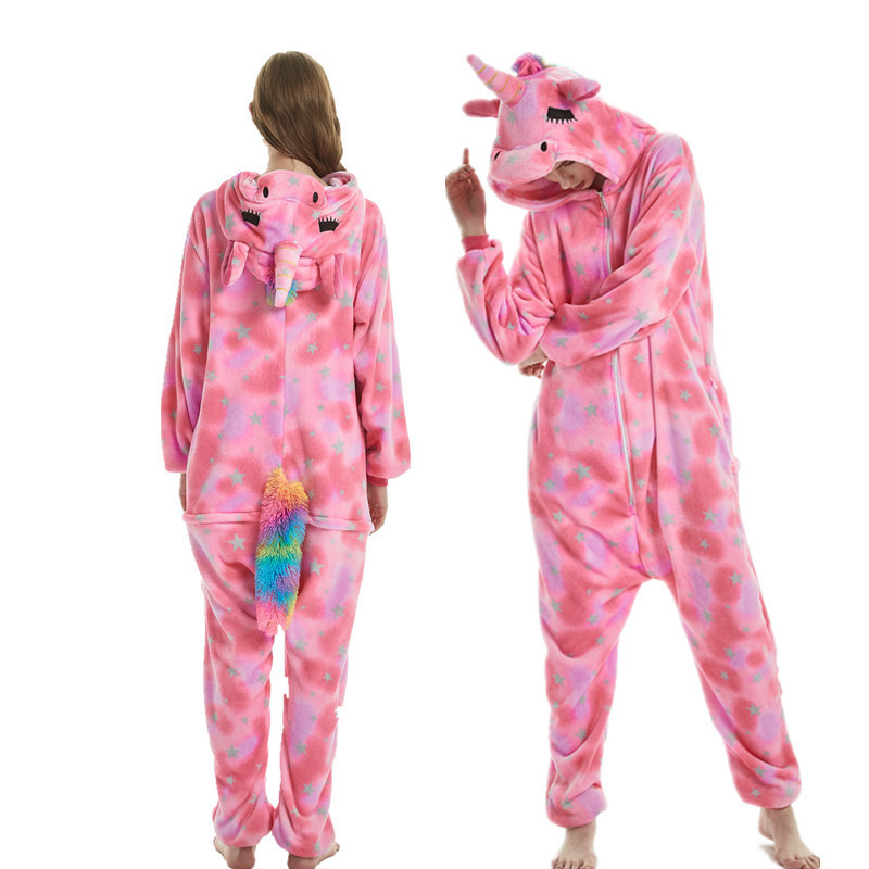 冬のフランネル大人の動物漫画ワンピースパジャマ小さな蜂かわいいカップルスタイル厚みのあるホーム服トイレ|undefined