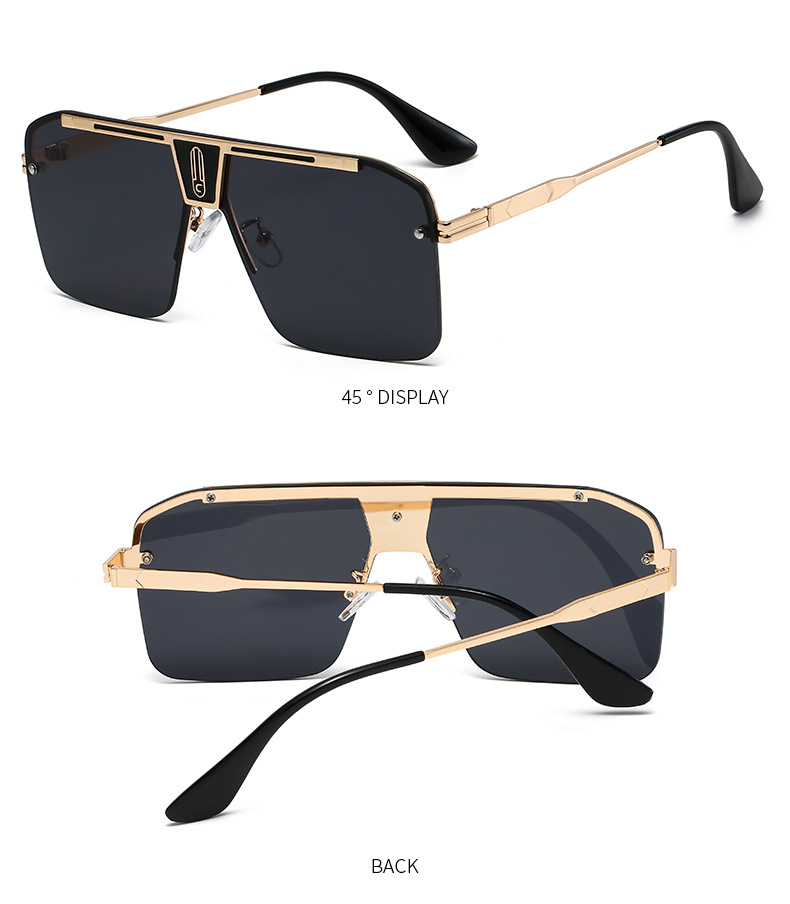 PC, UV400 Protection Lens Material Exaggerated Solid Color PC UV400 Protection Square Full Frame Men's Sunglasses