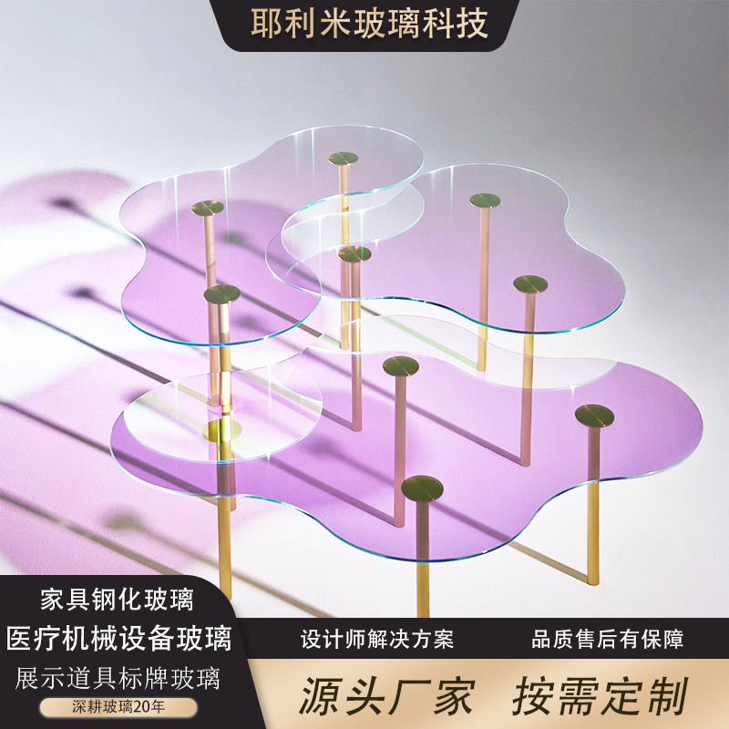 金晶超白浮法低铁钢化玻璃展示道具展柜玻璃面板高温打印高透光