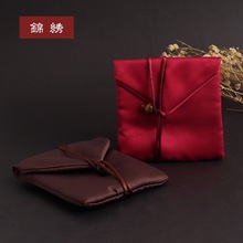袋子收納袋文玩首飾飾品手串雙層古法金手鐲袋布袋子木珠純紅色棕