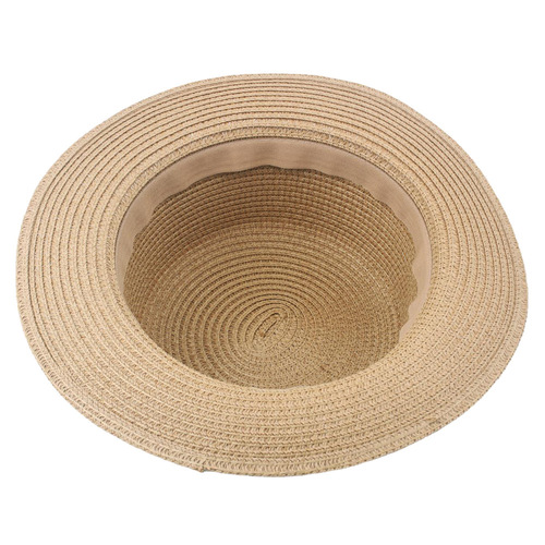 Summer Korean style straw hat, trendy female British fresh top hat, small pepper bow flat top sunshade beach hat