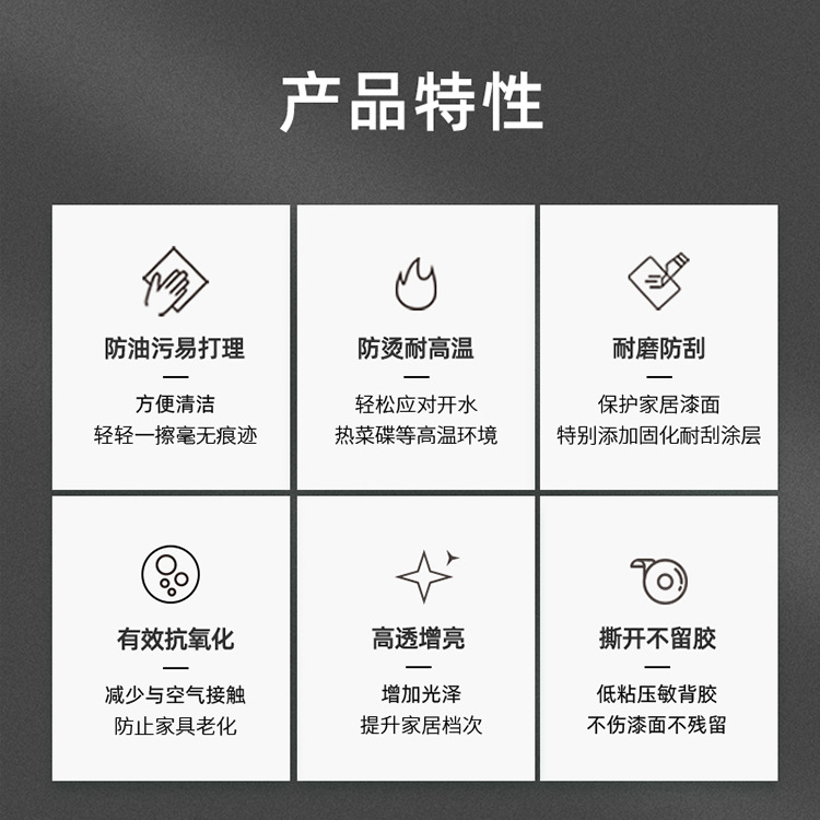 家具貼膜桌面保護膜透明岩板耐高溫自粘茶几實木餐桌大理石貼紙